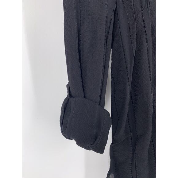 Intermix Angelina Striped Chiffon Top Blouse Black Semi Sheer M - Picture 7 of 12